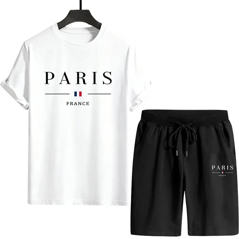 New Men's Summer Suit with Printed T-shirt, Casual Clothing for Open Sports, Jogging, Short Sleeves and Shorts 2026