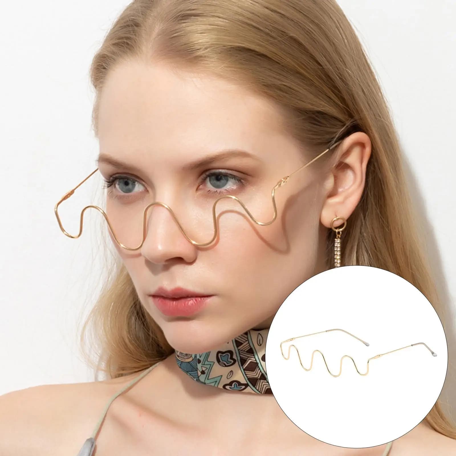 Half Glasses Half Without Lens Eyewear Diamond for Ladies Music Festival Woman