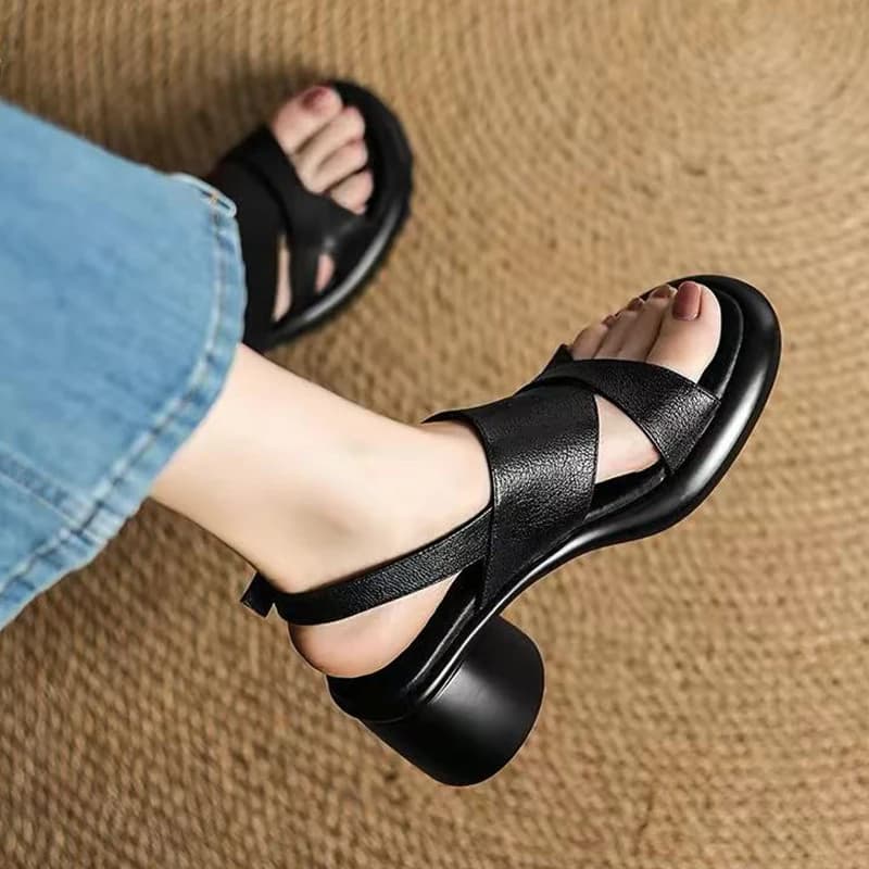 Women Sandals Fashion High Heels Shoes Chunky Dress Slippers New Pumps Slippers Designer Leather Mujer Flip Flops