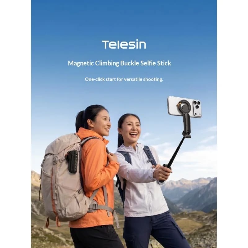 Telesin Mini Selfie Stick – 14N Magnet, 50cm Length, 135g Lightweight, for Insta360 Luna Ultra/DJI Pocket 4a