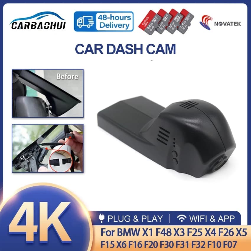 4K Auto DVR Dash Cam VCR For BMW F06 F07 F10 F15 F16 F20 F21 F25 F30 F31 F36 F45 F48 F80 F82 F85 2013- 2021