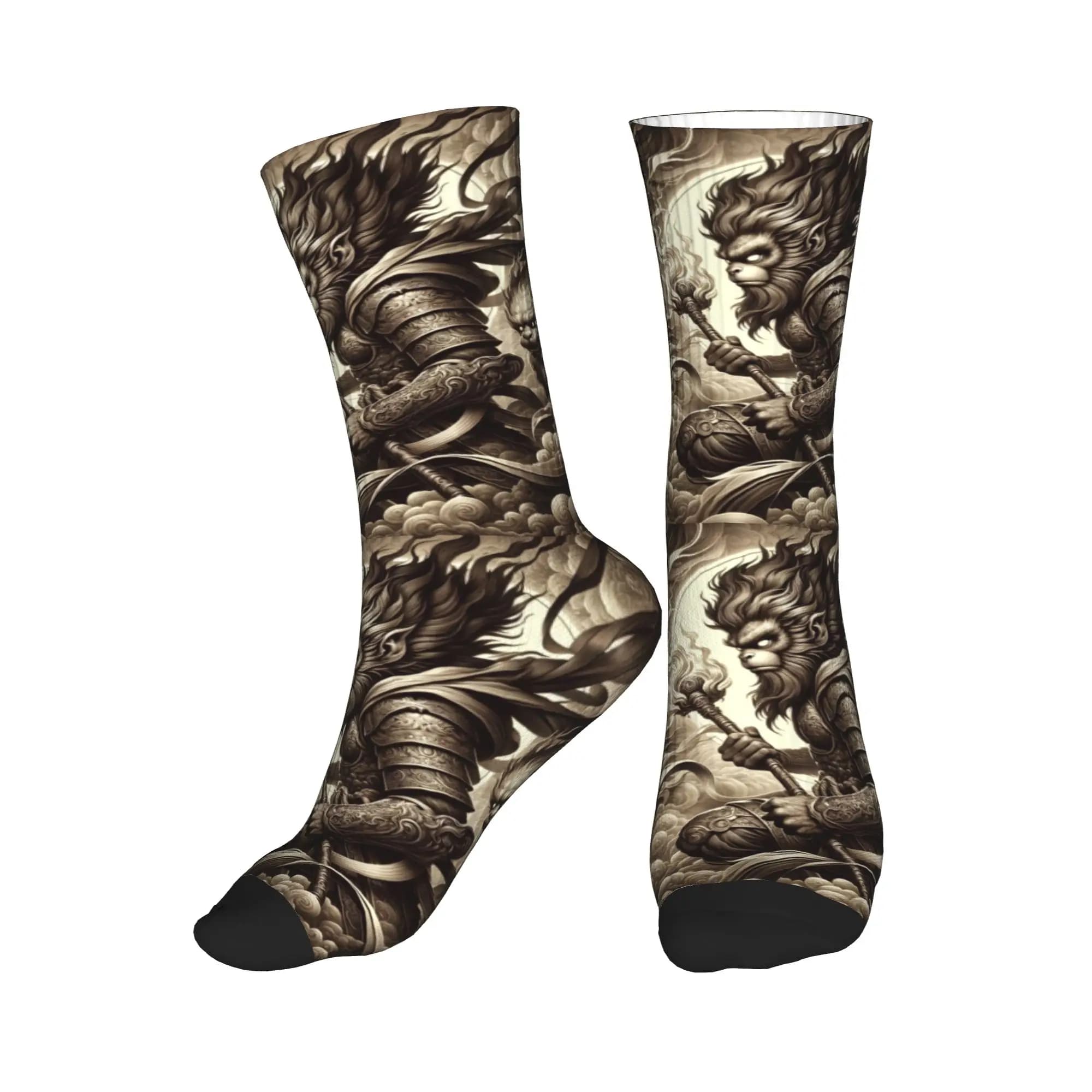 Calzini da uomo Novelty Monkey King Wukong, calzini unisex caldi e comodi con stampa 3D