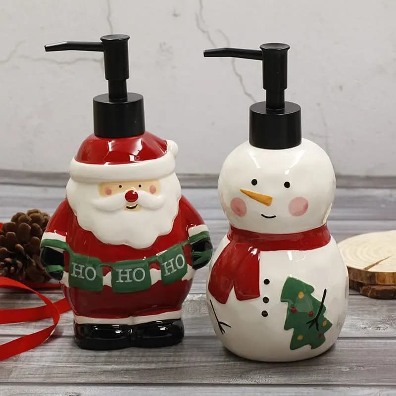 Christmas Ceramic Lotion Bottle Santa Claus Yeti Soap Liquid Container Bathroom Shampoo Storage Bottle Bathroom Accessories New