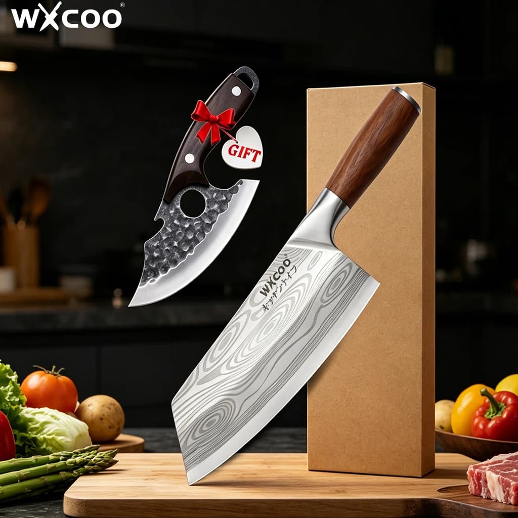 Coltello da Cucina WXCOO in Acciaio Inox, Trinciante per Carne, Coltello Multiuso Unico con Confezione Regalo, Accessori da Cucina