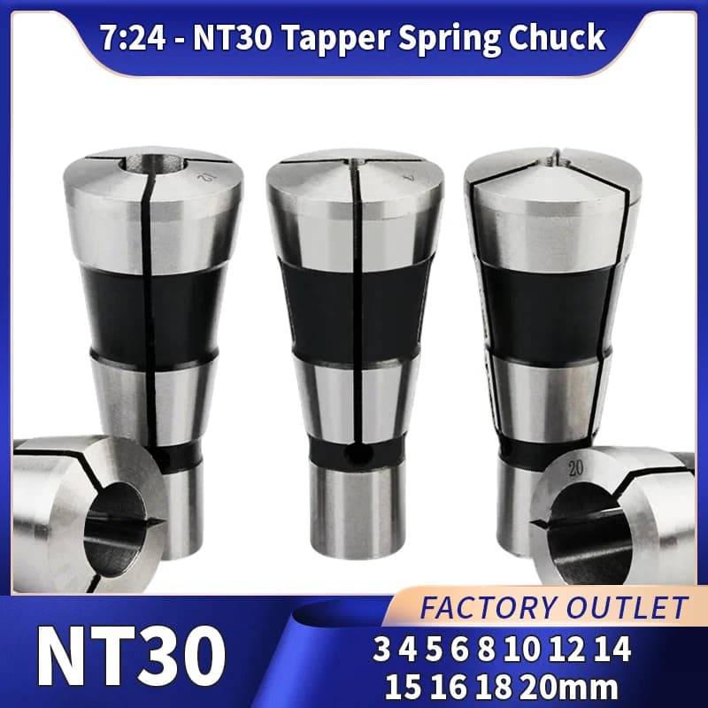 Set di 12 Pinze a Molla 7:24-NT30 per Mandrino Conico, Misure 3 4 5 6 8 10 12 14 15 16 18 20mm, Filettatura M12, Utensili per Tornio, Componenti per Macchine CNC