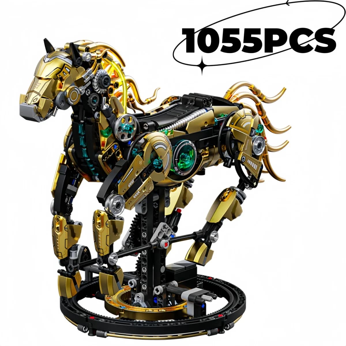 1055PCS Cavallo Meccanico FAI DA TE Blocchi di Costruzione MOC Modello Creativo Mattoni Tecnici STEM Giocattolo Educativo Kit per Adulti Bambini Regalo