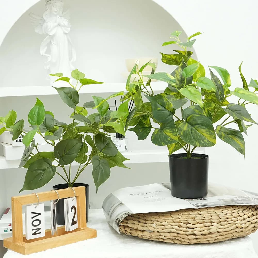 Artificial Plants, Finta Begonia, Table Plant, Wall Grass, Plastic Tree Copper, Small Floral Copper for Home Decoration and Office
