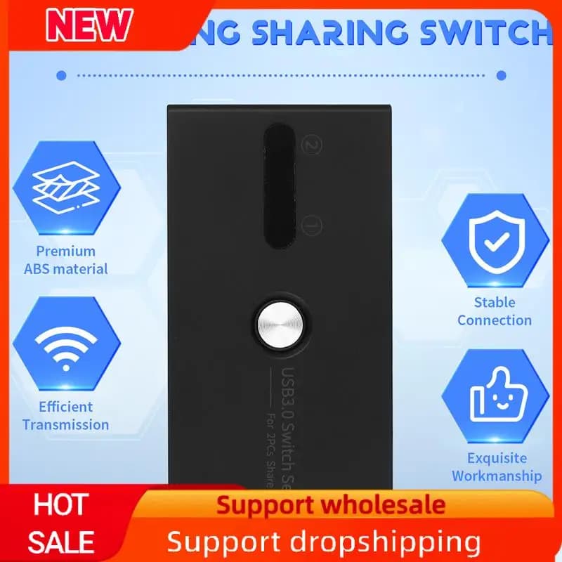 Superbo switch USB 3.0 2 ingressi 4 uscite Docking station KVM Dispositivo di condivisione stampante Adattatore monitor Convertitore KVM