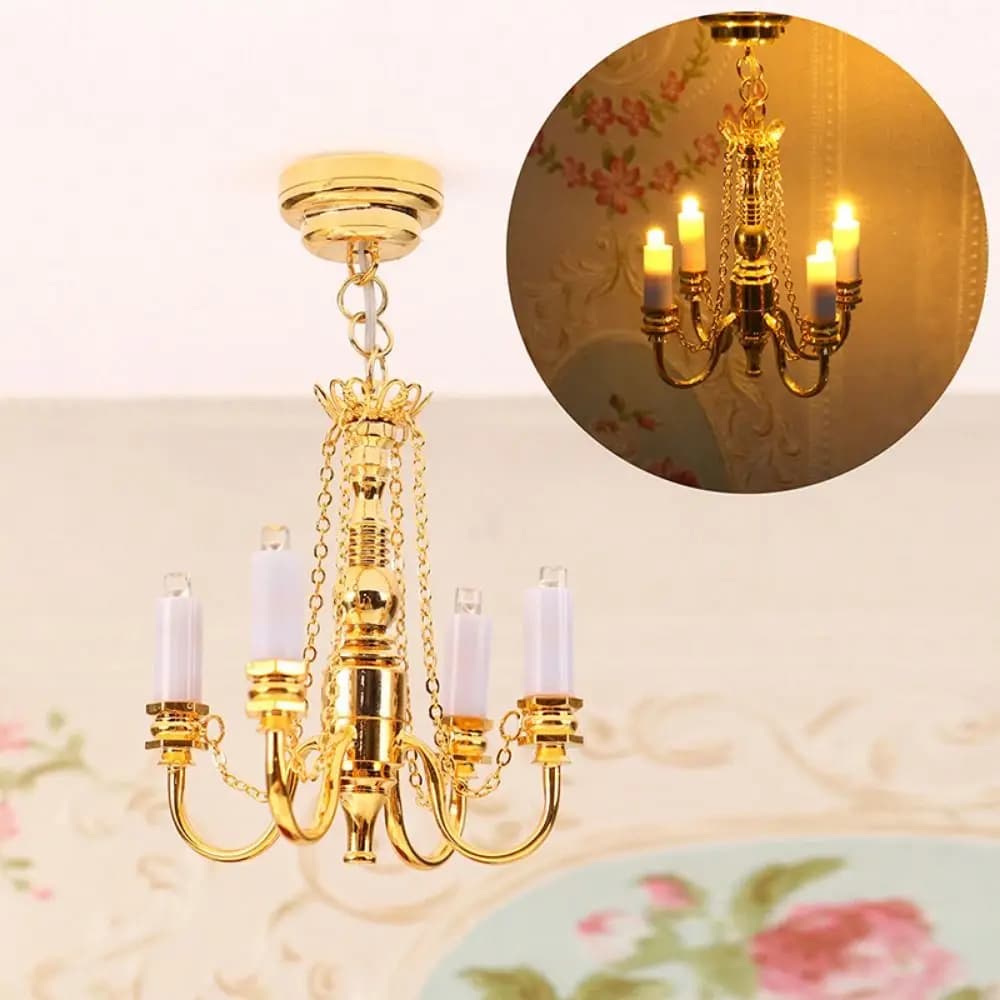 Creative table lamp for doll house Mini gothic table lamp battery 1/12 Hot white LED wall lamp DIY decoration for doll house