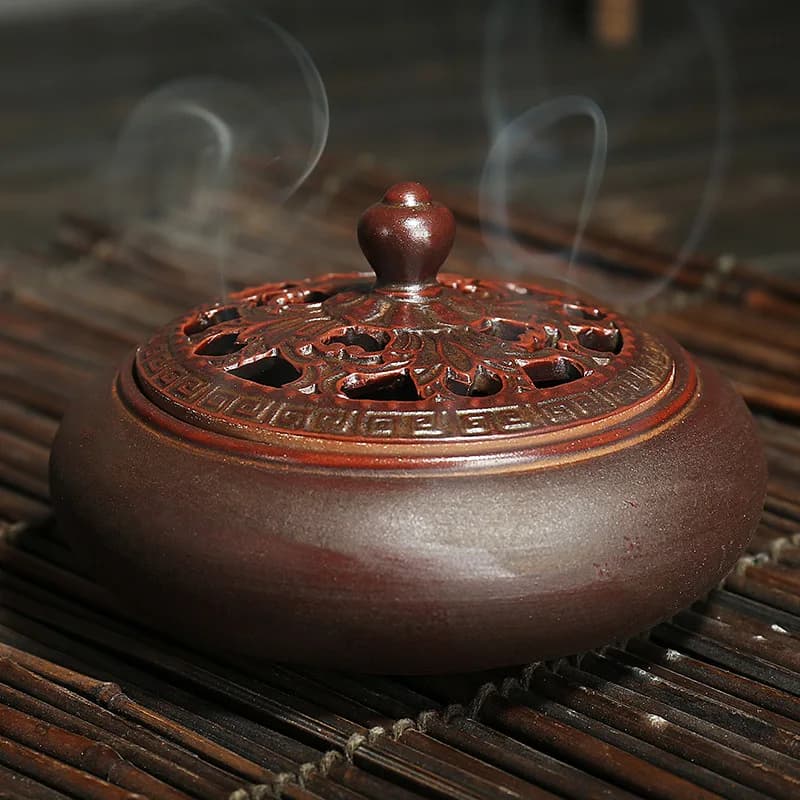 Vintage Imitation Copper Creative Incense Burner Flower Blooming Wealth Three-Dimensional Exquisite Carving Ornament Supports On