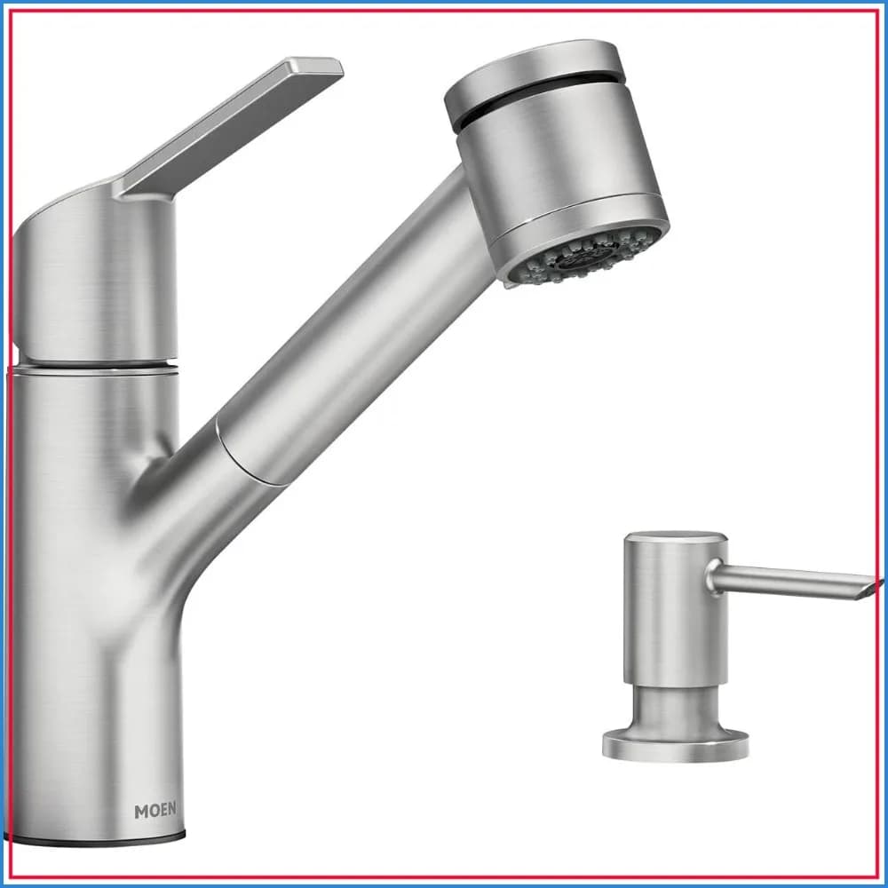 Single-Handle Pull-Out Kitchen Faucet with Soap Dispenser, Power Clean, Spot Resistant