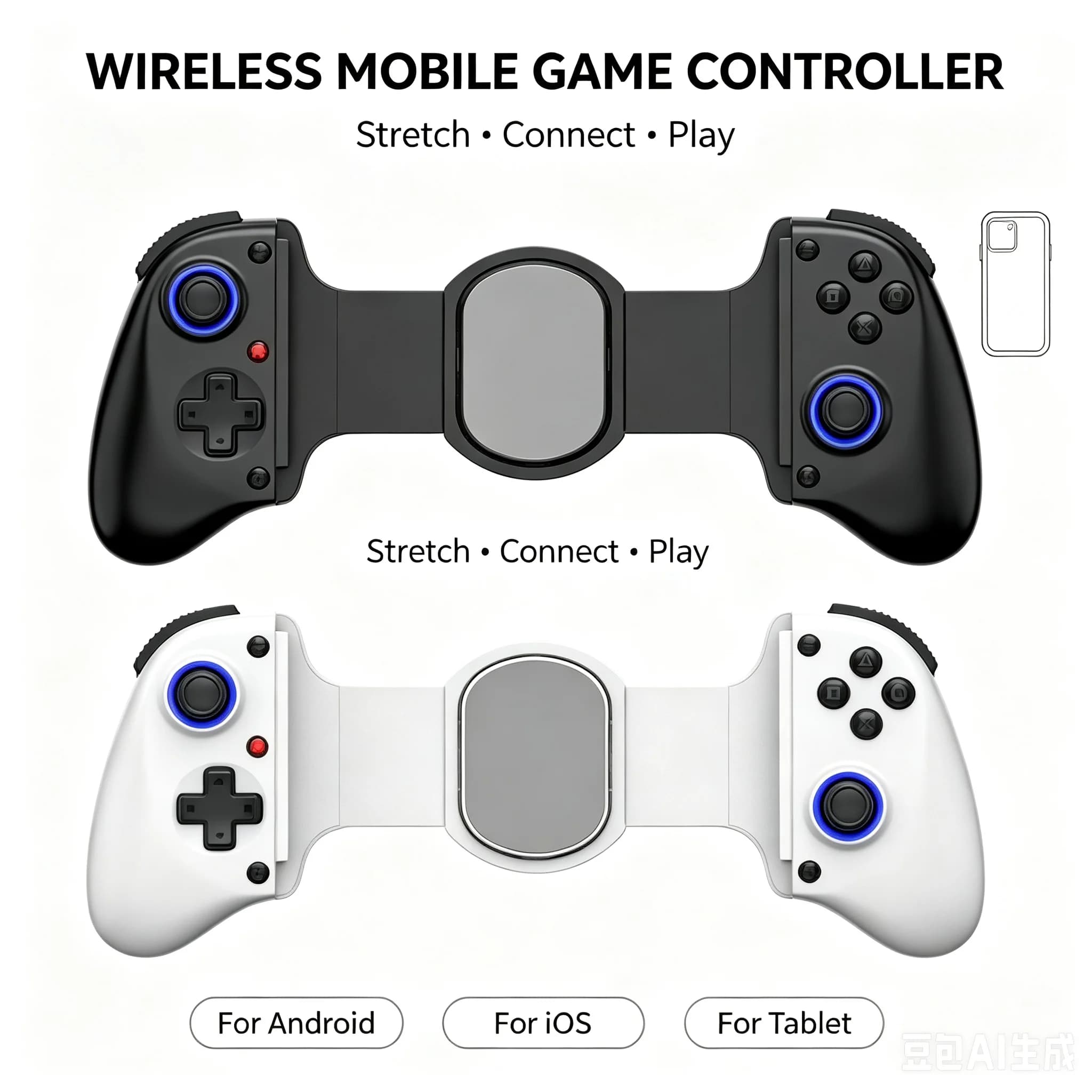 D11 Bluetooth Mobile Game Controller for Switch/iOS/Android/Tablets Wireless Gamepad- Hall Effect Telescopic Joysticks for PC