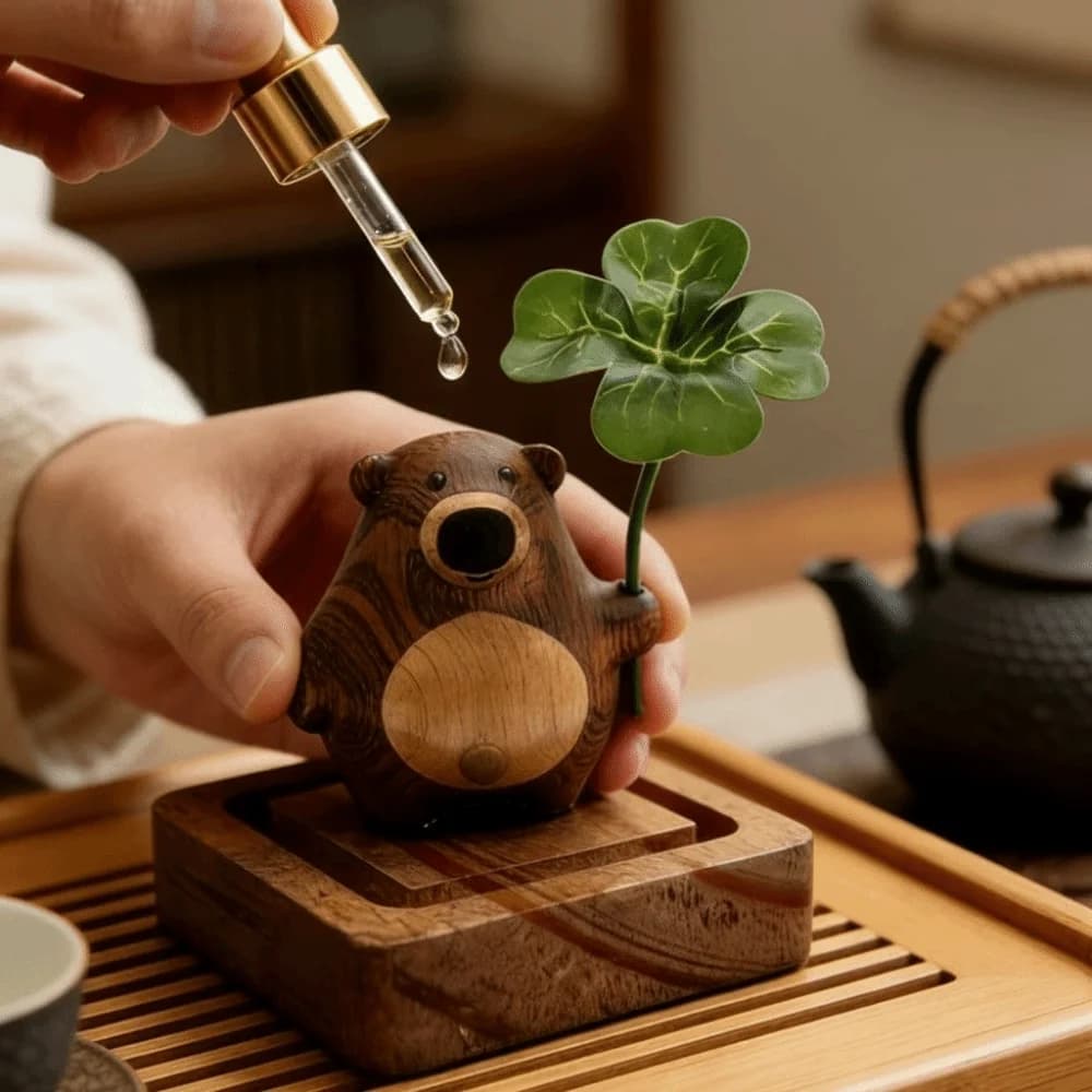 Creative Wood Aroma Diffuser Cute Bear Long-Lasting Essential Oil Diffuser Fragrance Ornament Desktop Aroma Diffuser Car