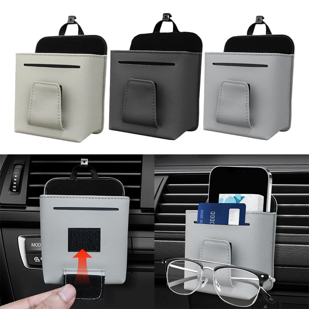 Borsa portaoggetti per auto, sacchetto raccogli-oggetti per presa d'aria auto, organizer portatile da appendere per cruscotto e portiera auto, porta occhiali