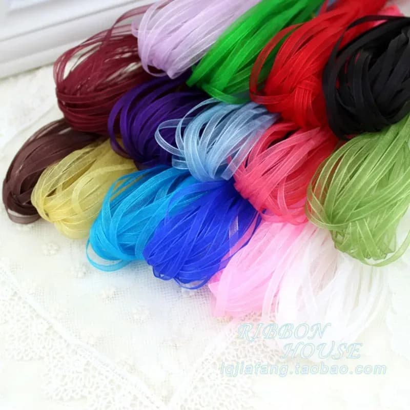 Vendita (10 metri) Nastro in chiffon di organza di larghezza 6 mm Decorazione per festa di nozze Confezione regalo Nastro in tessuto per cucire abbigliamento di Capodanno
