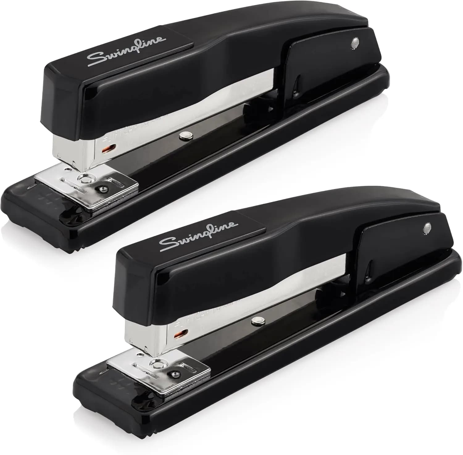 Heavy Duty Metal Stapler for Office, 20 Sheet Capacity, Jam-Free, 2 Pack, Black
