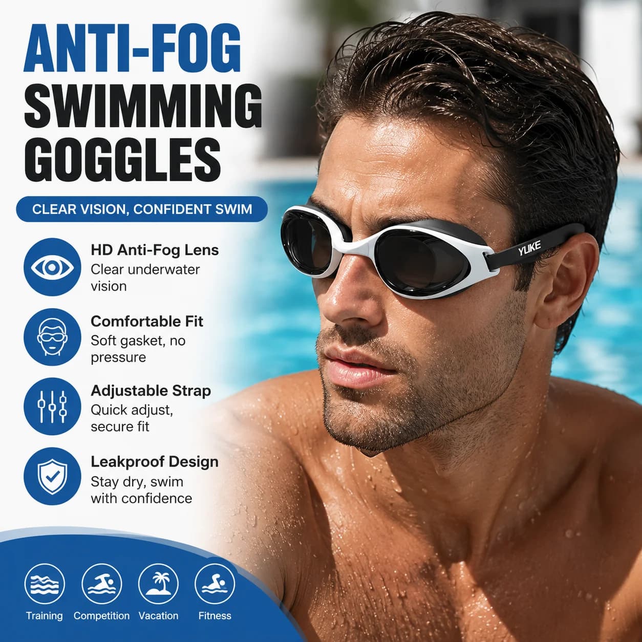 Professional Anti-Fog Swim Goggles Cap Set Waterproof HD Panoramic Swimming Glasses No Leak Pool Equipment for Men Women