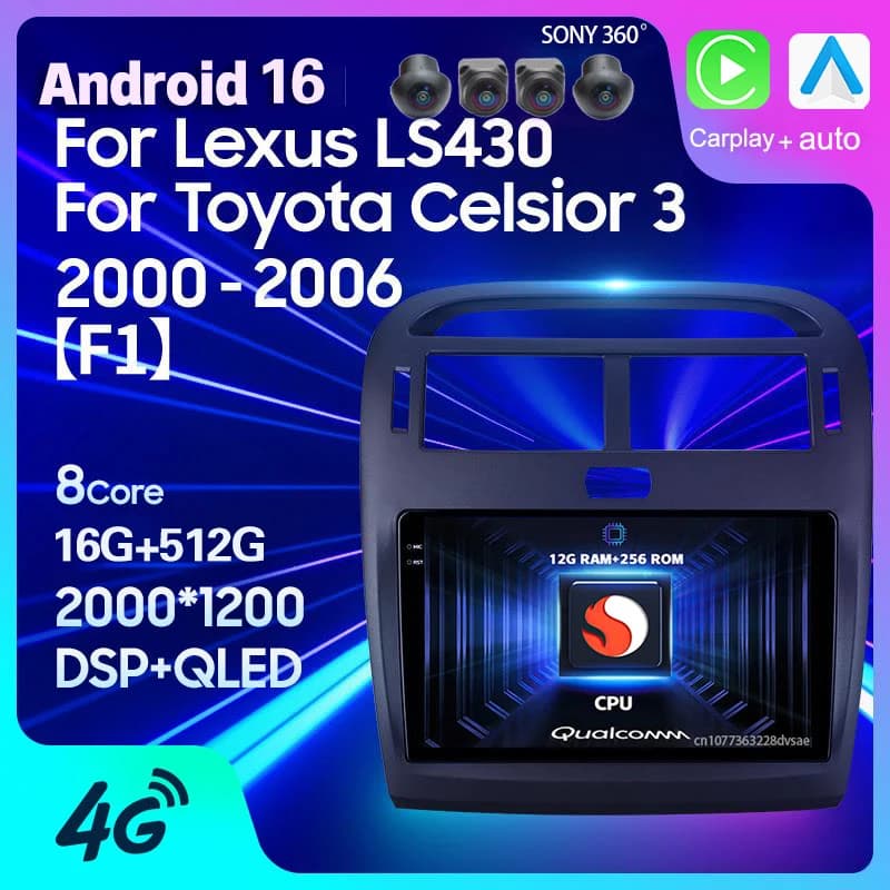 Android 16 Car Radio For Lexus LS430 XF30 LS 430 For Toyota Celsior XF30 III 3 2000 - 2006 Carplay Auto GSP DSP Video DVD Player