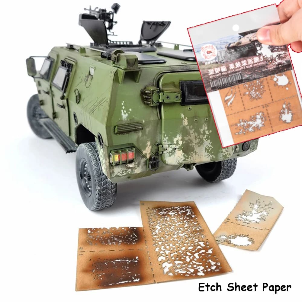 Accessori per modelli militari Strumenti Modello di stencil per macchie di corrosione Kit di diorama di carta spray per perdite 1 pz