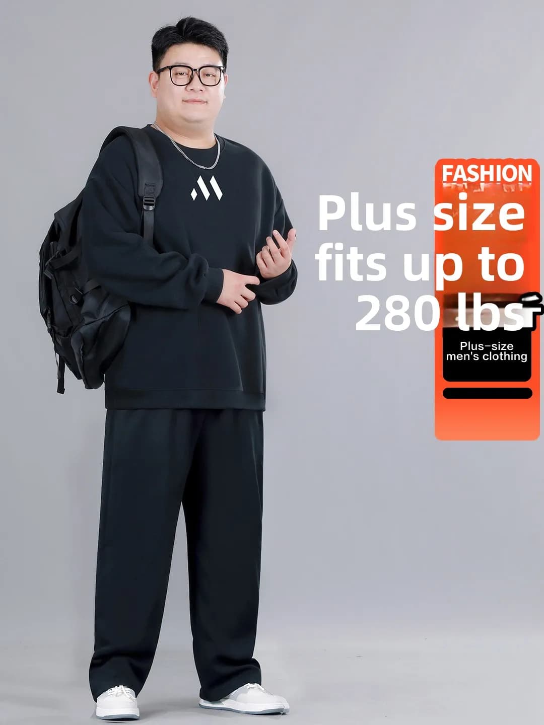 Completo Sportivo Casual Taglie Forti da Uomo: Felpa con Cappuccio e Pantaloni Dritti a Gamba Larga, Set Due Pezzi Autunno Inverno di Tendenza