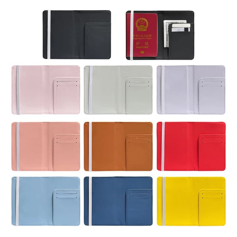 5 pezzi copertura passaporto sublimazione fai da te bianco vuoto PU colorato viaggio Multi-carta con cintura