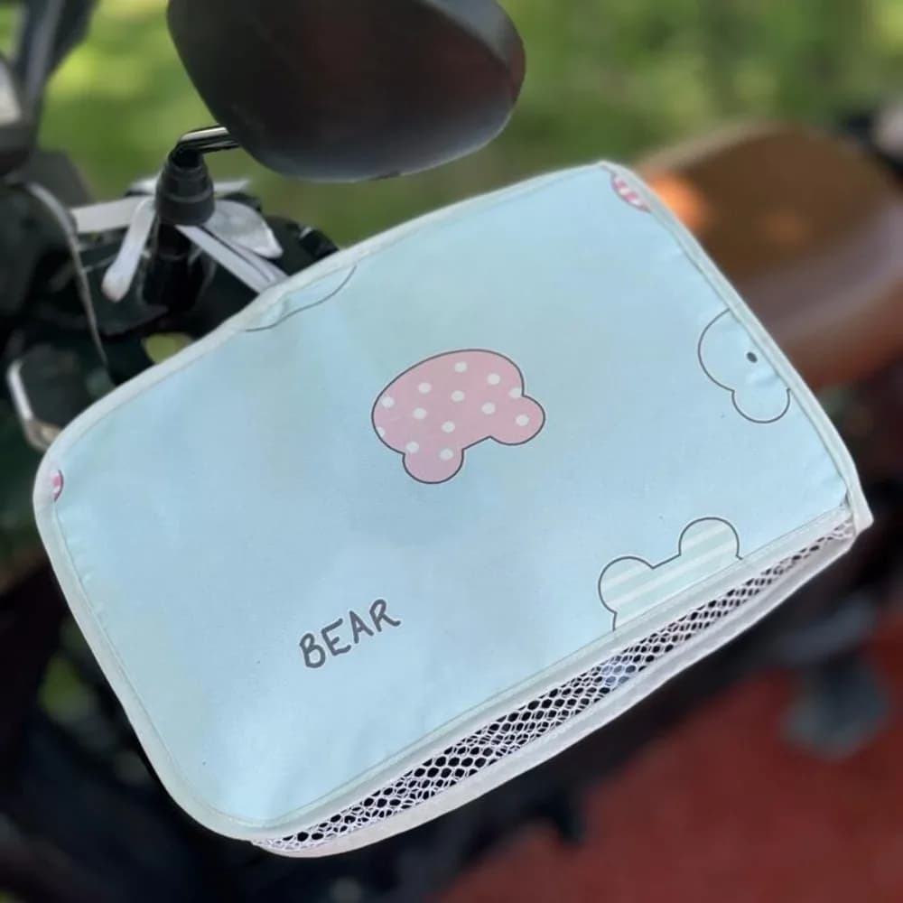 Guanti universali per veicoli elettrici, protezione solare, impermeabili, antivento, per manubrio di moto, con orsetto carino, traspiranti