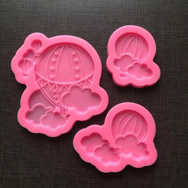 Stampo per fondente in silicone arcobaleno nuvola, mongolfiera, cioccolato, gumpaste, strumenti per decorare torte 3D