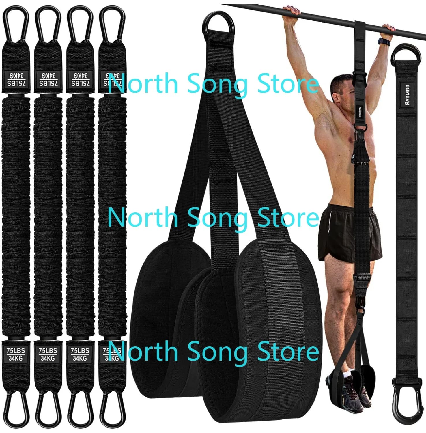 Traction support, resistance bands for traction bar training, traction support equipment for heavy and adjustable loads