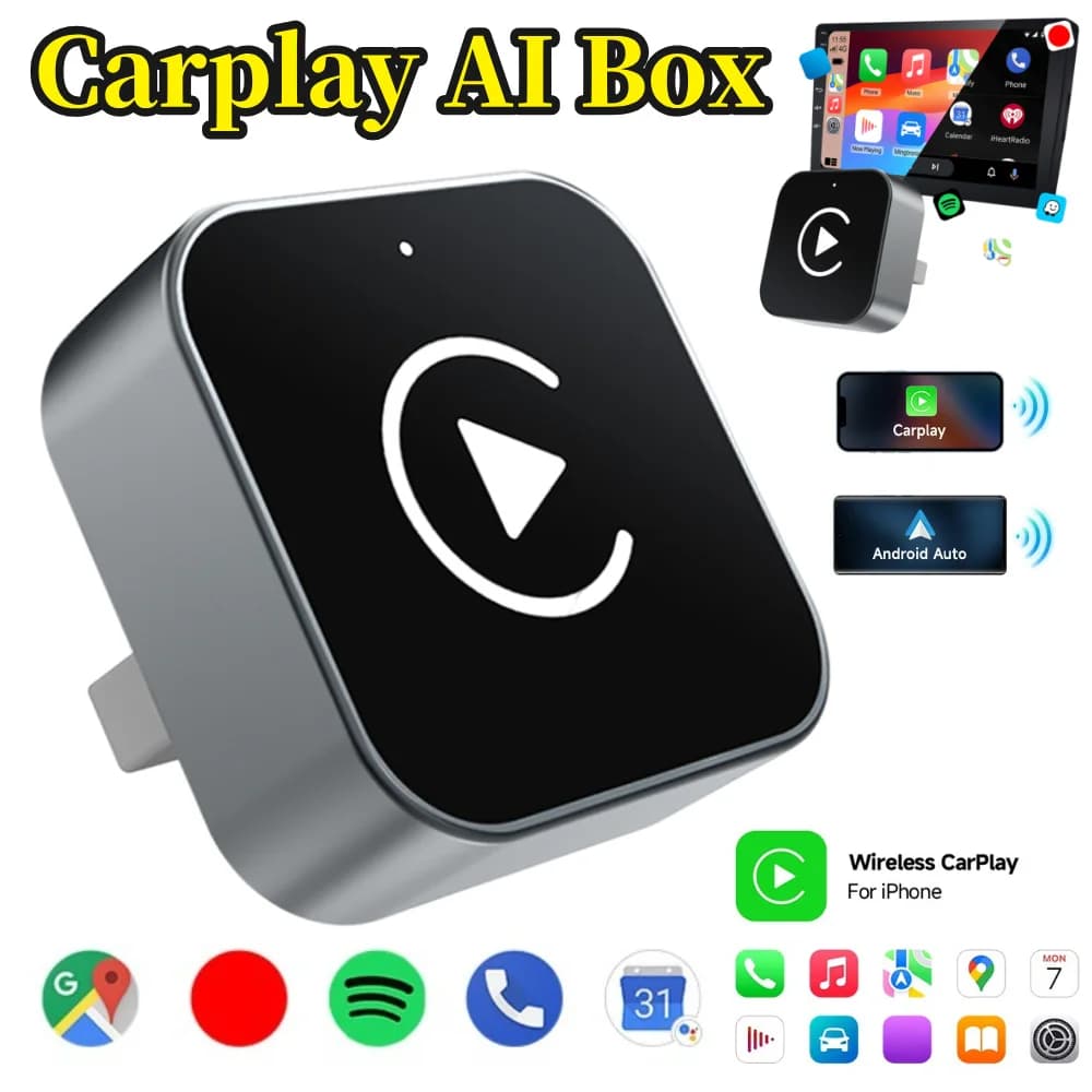 Wireless Android Auto Carplay Box/Mini Carplay Adapter and Auto Box Dongle Auto Connect Smart Box Plug & Play for Factory Wired Cars