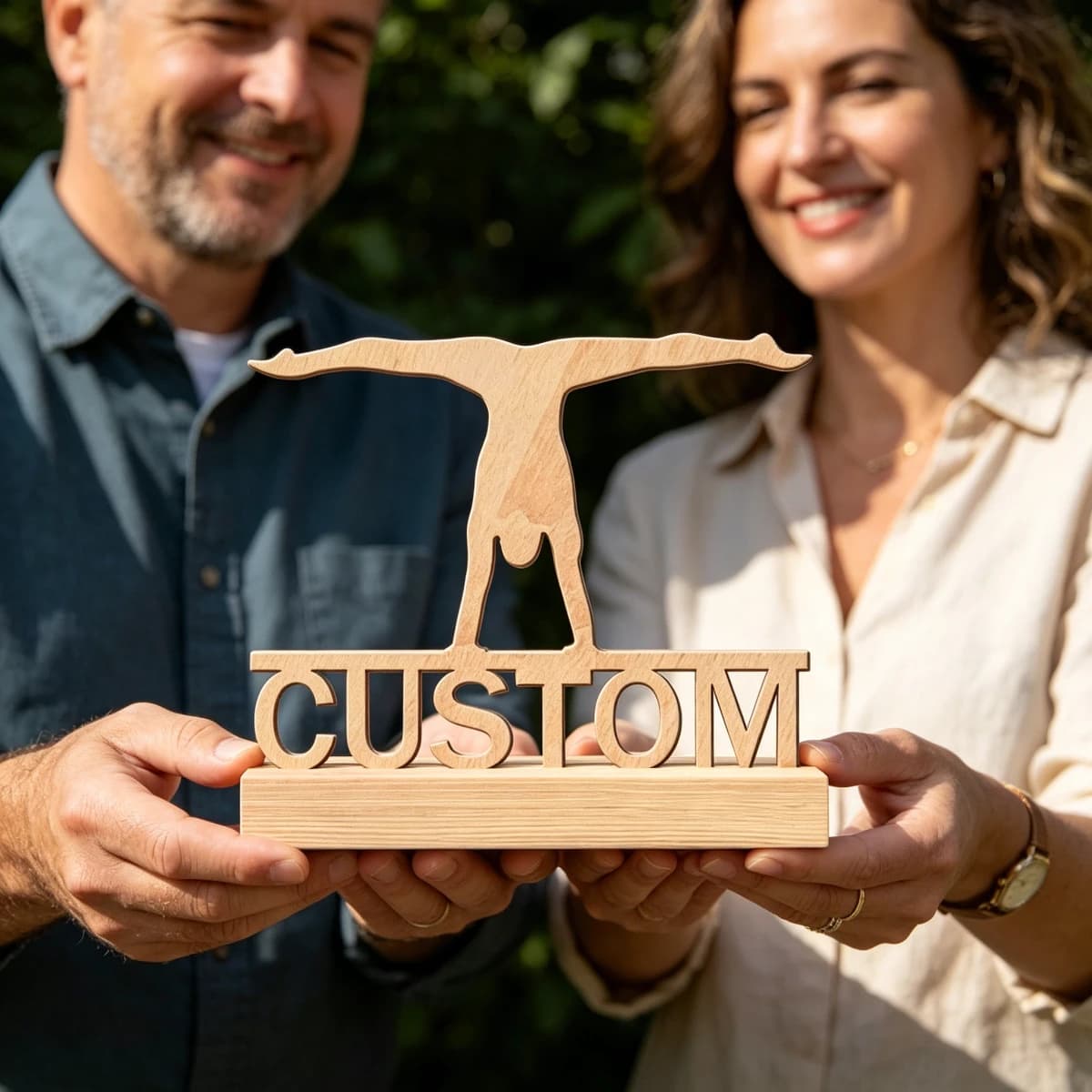 1Pc Custom GYM Athlete Wooden Base Ornament,Home Room Desktop Decor,Ideal Birthday Wedding Graduation Festive Gift