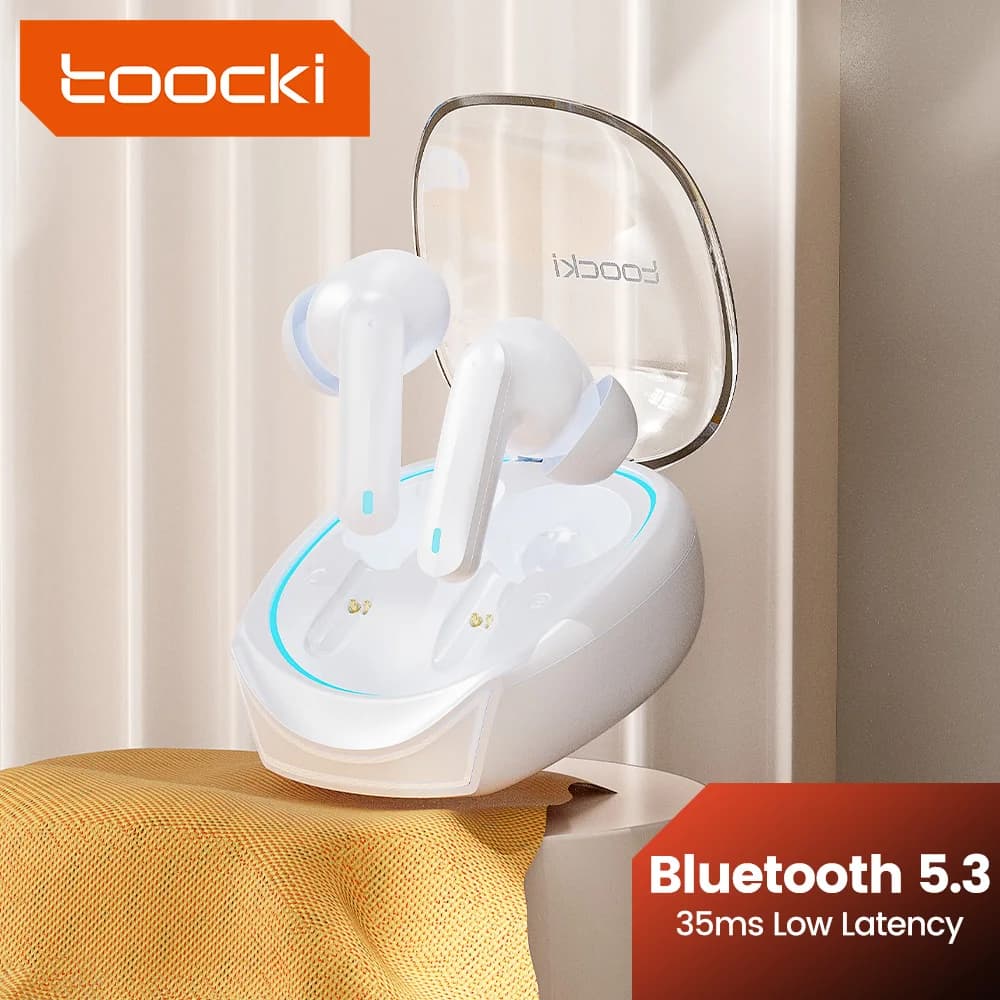 Toocki TWS Wireless Headphones Bluetooth 5.3 LED Dislpaly 35ms Gaming Low-latency Audibles Waterproof Headphones Transparency Mode