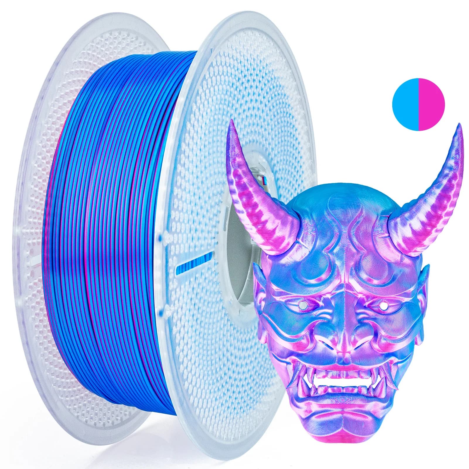 Filamento PLA Seta 1.75mm±0.03mm, Filamento Lucido per Stampante 3D 1kg (2.2lbs), Superficie Setosa Facile da Stampare