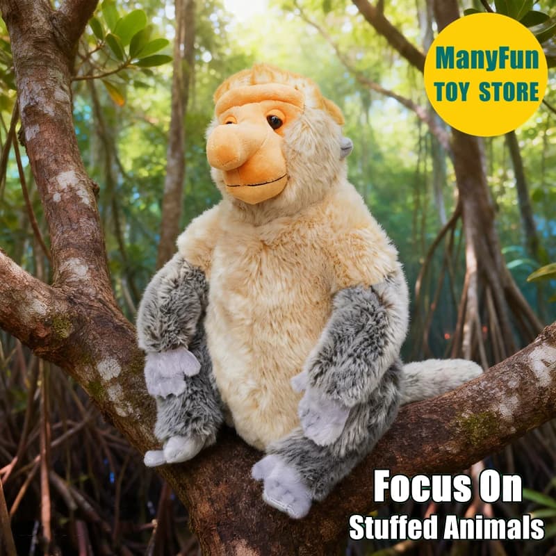 Peluche Scimmia Naso Lungo Realistica, Giocattolo di Peluche Scimmia con Naso Lungo, Bambola di Simulazione Scimmia con Naso Realistico, Regalo
