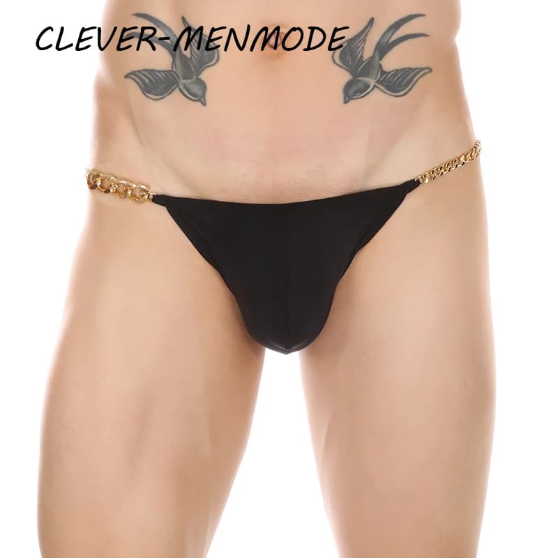 CLEVER-MENMODE Uomini Sexy Perizoma Ultra Sottile T Indietro Mini Micro Mutandine U string G String Metallo Slip A Vita Bassa Alte Spacchi Lingerie