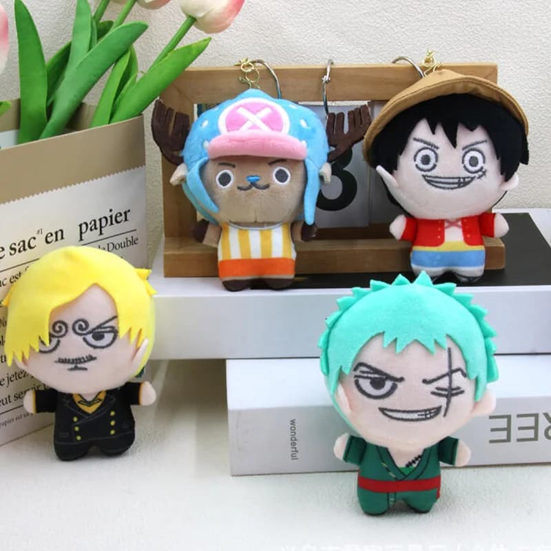 Japanese Style Anime One Piece Plush Doll Cute Cartoon Plush Keychain Creativity Anime Peripherals Backpack Zipper Decoration