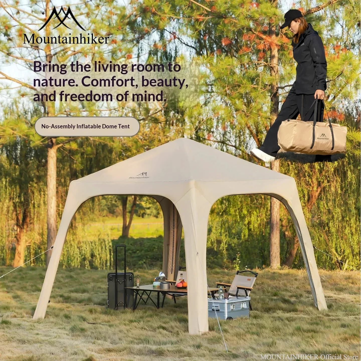 MOUNTAINHIKER inflatable camping tent, easy to mount, suitable for all seasons, for 4-6 persons, outdoor dome tent 2000+