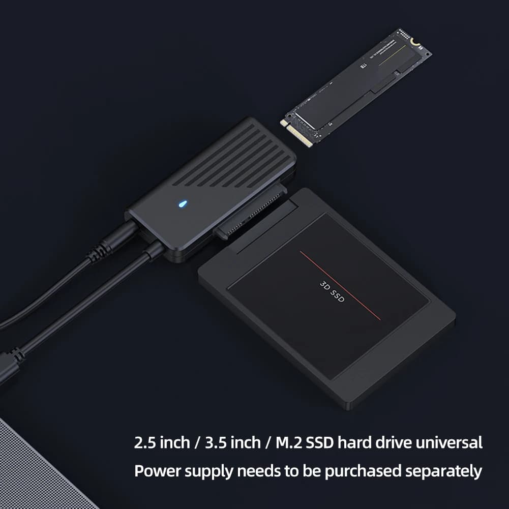 Adattatore Esterno USB 3.0 a SATA per SSD M.2 NGFF da 2.5/3.5 Pollici, Convertitore NVMe per Desktop e Laptop
