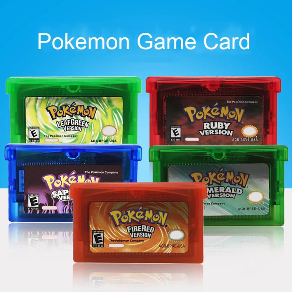 Serie di Videogiochi Pokémon di Alta Qualità a 32 Bit, Cartucce di Gioco GBA Ruby/Sapphire/Merald/Fire Red/Green Leaf