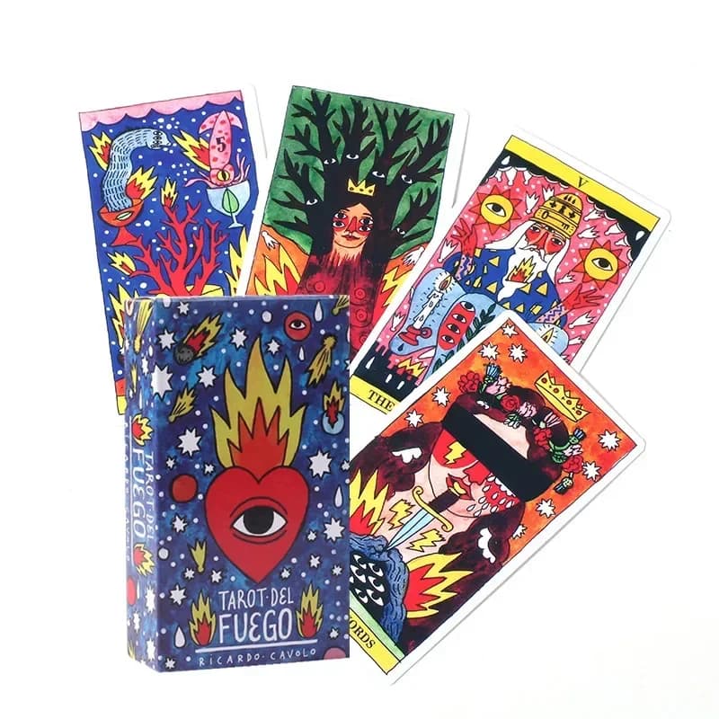Tarocchi del Fuego Carte Tarocchi per Mazzo Oracoli Guida Elettronica Libro Gioco Giocattolo di Ricardo Cavolo Gioco da Tavolo