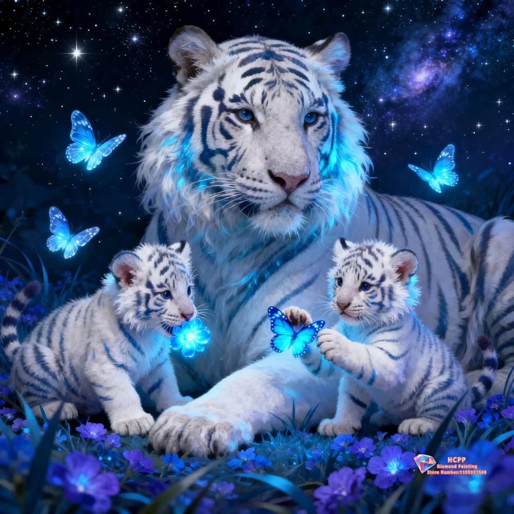 Kit di pittura diamantata 5D con tigre e farfalla, ricamo a punto croce, fai da te, regalo artistico fatto a mano, decorazioni per la casa