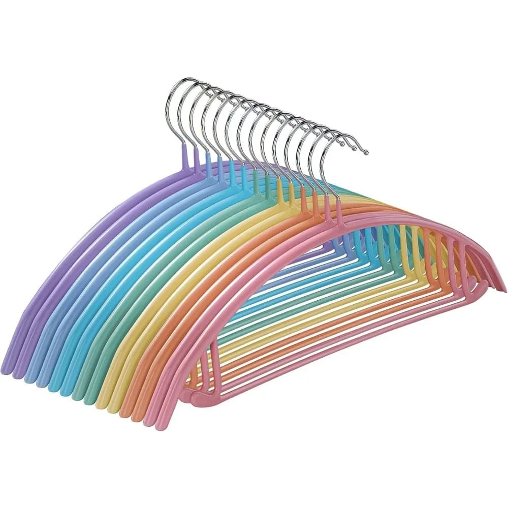 Confezione da 14 Appendiabiti in Metallo Rivestiti in PVC, Robusti, Antiscivolo, con Spalle Larghe e Senza Graffi, per Maglioni, Abiti, Vestiti, Giacche e Pantaloni