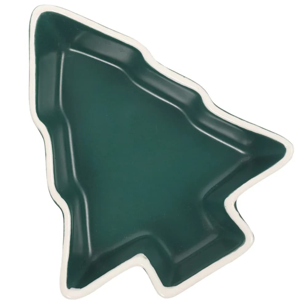 Ceramic Christmas Tree Plate Serving Tray for Dried Fruit Cheese Crackers Sushi Dipping Seasoning Cake Pudding Snack Appetizer