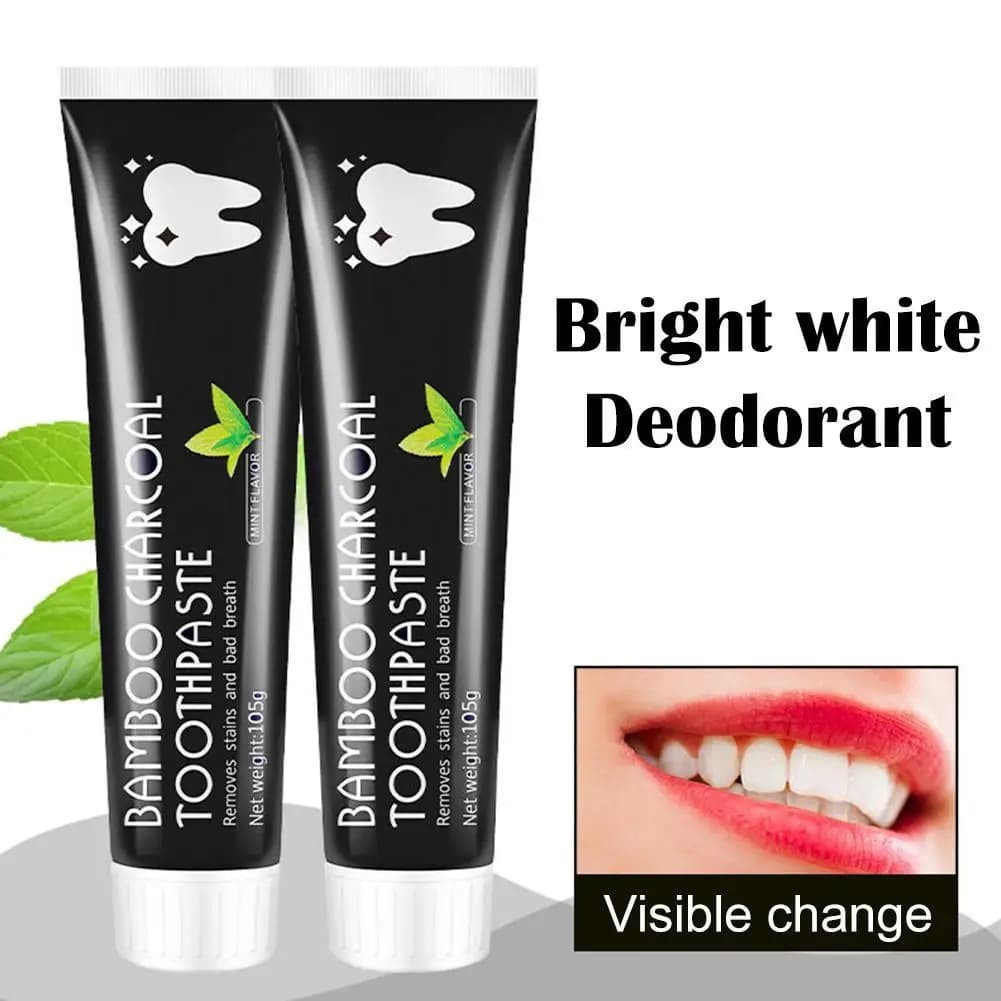 Dentifricio al Carbone di Bambù, Dentifricio Sbiancante, Rimuove le Macchie Gialle dai Denti, Cura della Salute Orale Fresca e Pulita