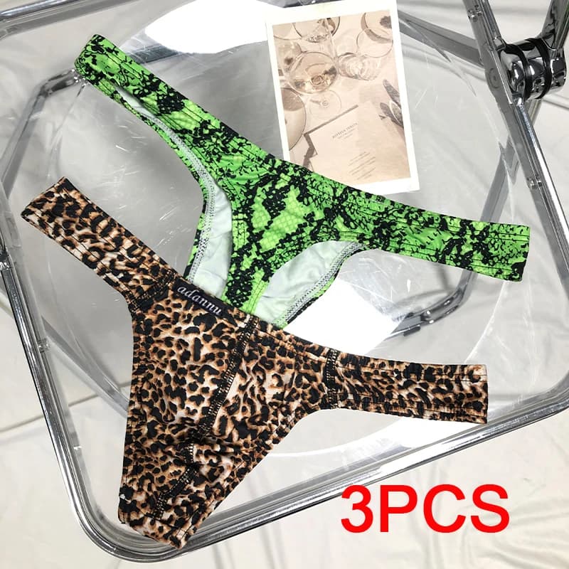 Persona coraggiosa Uomo Intimo Hot Leopard Print Sospensori Intimo Uomo Perizoma da uomo Confezioni Perizoma Perizoma ultra sottile Perizoma sexy T®y Uomo