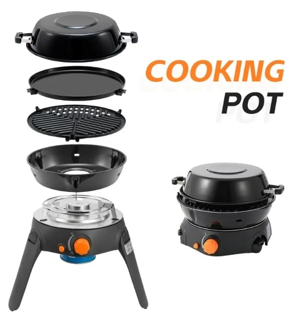 Outdoor set Foldable multifunction gas cooker Barbecue grill for camping 6 pieces