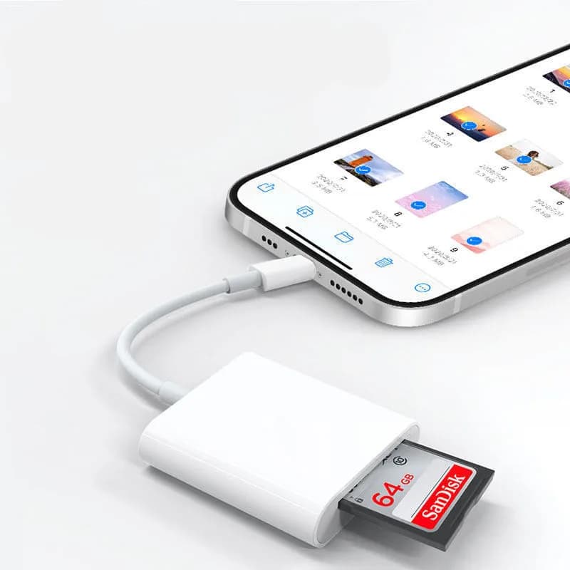 Adattatore per lettore di schede da illuminazione a SD per IPhone 14 13 12 11 Pro Max Mini XS XR X IPad Otg Micro SD TF connettore per lettore di schede di memoria