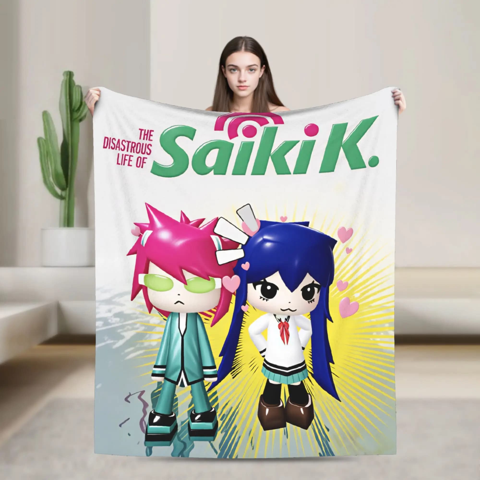 Soft Warm Blankets Travel Office The Disastrous Life of Saiki K Throw Blanket Flannel Bedspread For Home Decor Sofa Bed Cover