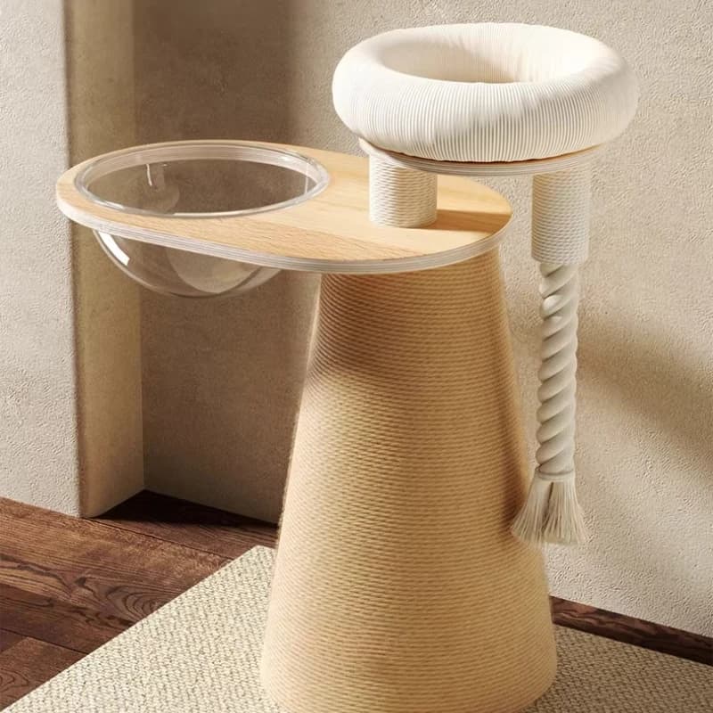Colonna Tiragraffi per Gatti in Sisal, Compatta per Piccoli Appartamenti, Capsula Spaziale Verticale