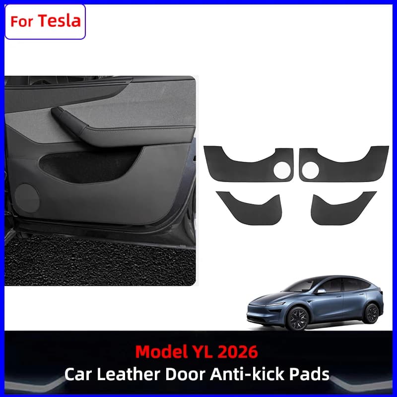4PCS Door Anti Kick Pad for Tesla Model YL 2026 Car Leather Protector Mat Dirty Collision Stickers Inner Decorative Protection