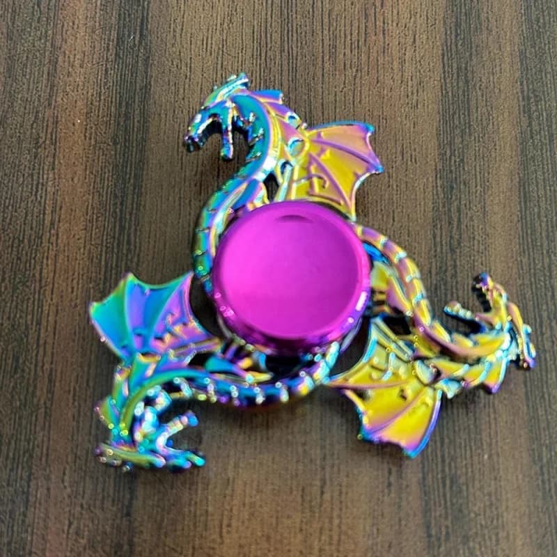 Fidget Spinner in Metallo di Alta Qualità, Lunga Durata di Rotazione, Drago Colorato, Giocattolo EDC per Adulti per Alleviare l'Ansia in Ufficio